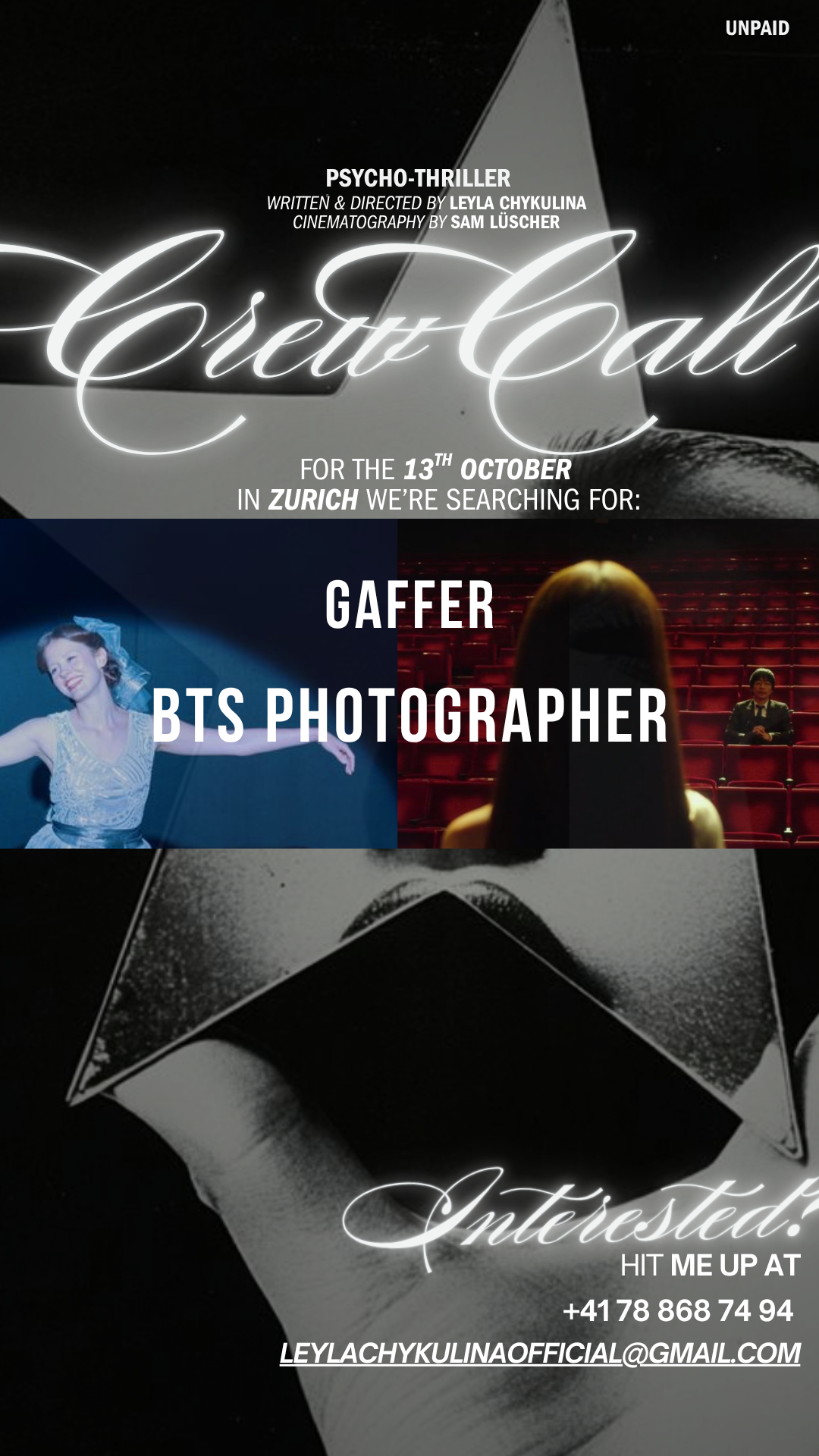 GAFFER & BTS PHOTOGRAPHER NEEDED!!! (13.OCT)