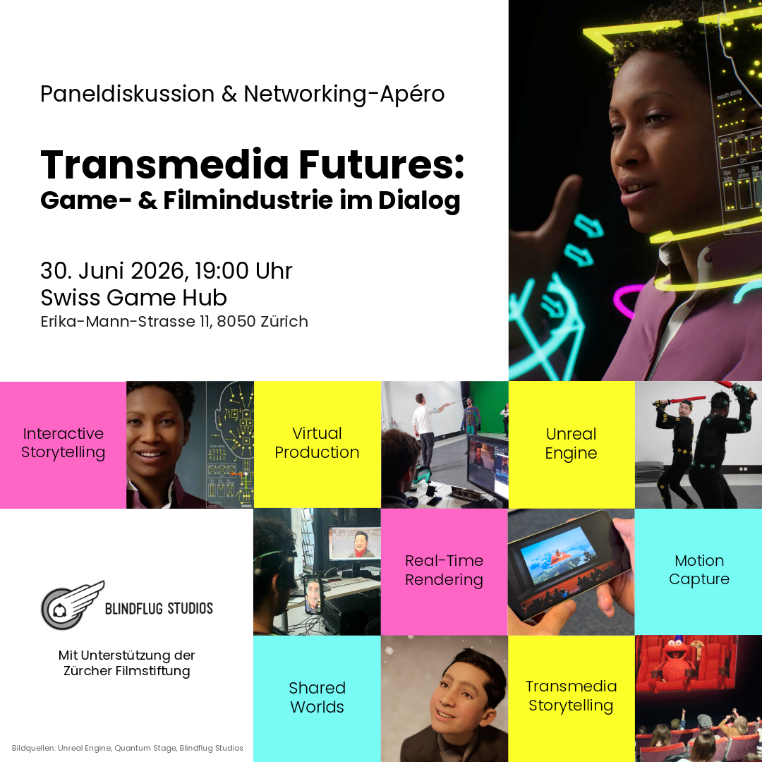 Transmedia Futures – Paneldiskussion & Networking für Austausch zwischen Schweizer Game- & Filmindustrie