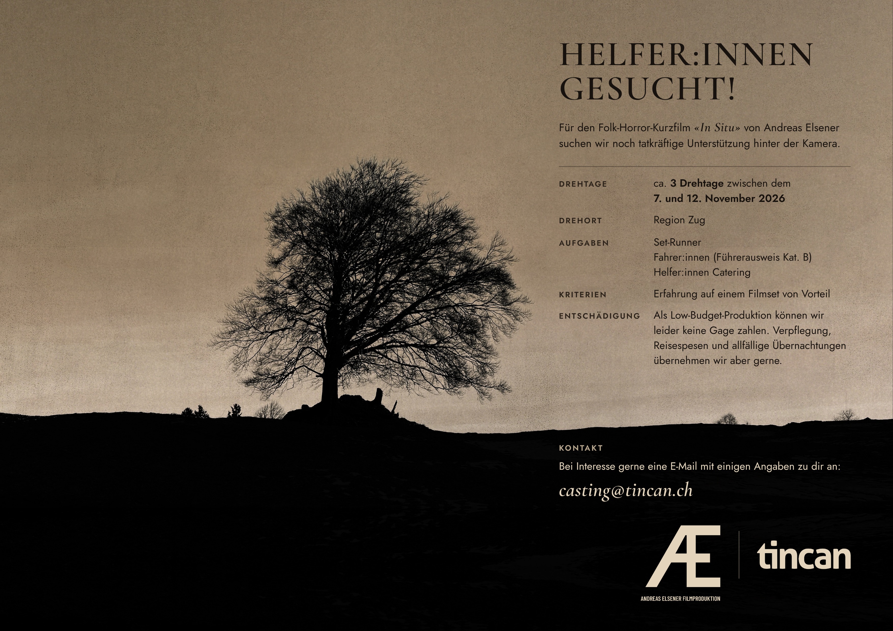 HELFER:INNEN AM FILMSET GESUCHT!