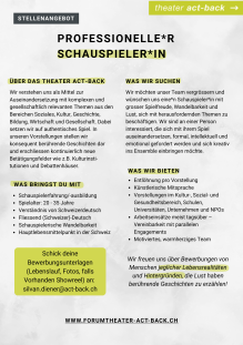 Professionelle*r Schauspieler*in gesucht