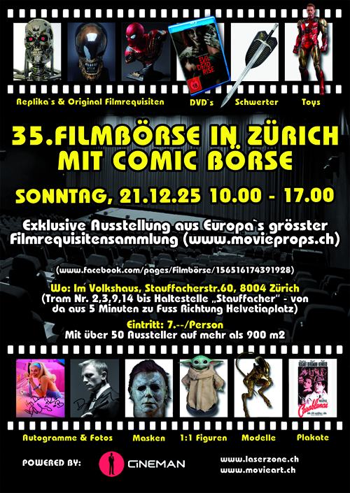 35. Film - und Comic Börse am 21.12.2025 im Volkshaus Zürich