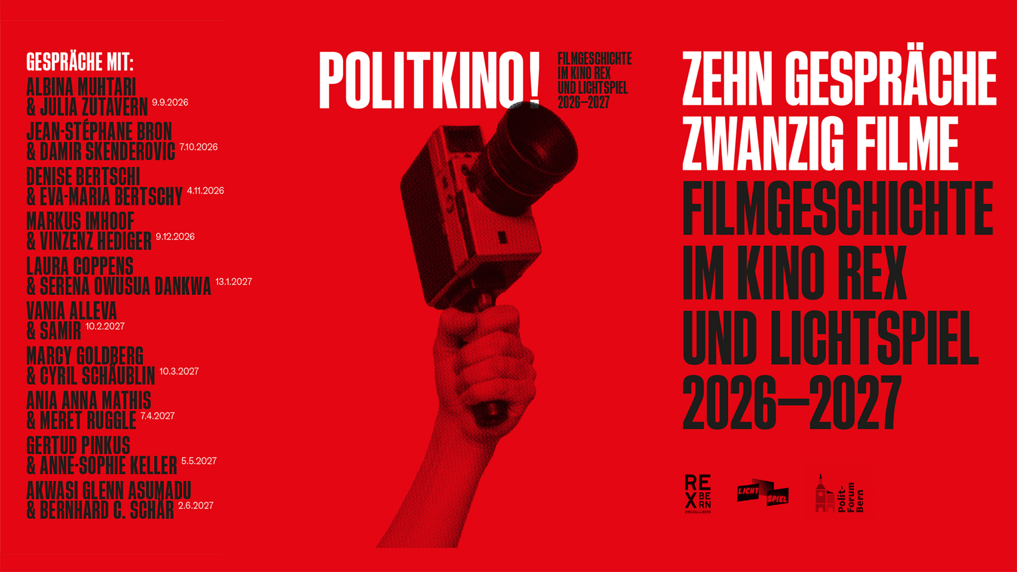 Politkino! Filmgeschichte im Dialog, 01.09.2026 - 30.06.2027 / im Kino REX Bern und im Lichtspiel Bern